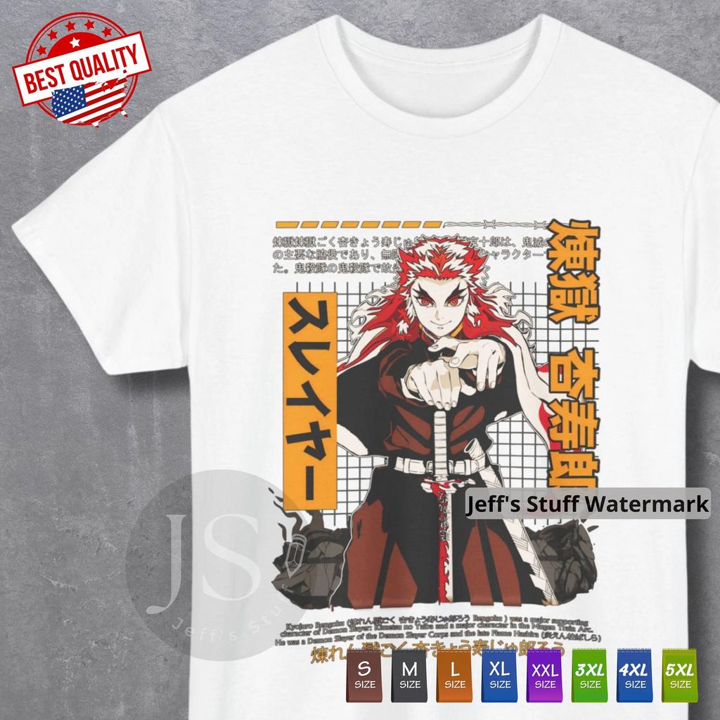 Футболка Демон Убийца Ренгоку Kimetsu No Yaiba Футболка Аниме Манга Японский Косплей