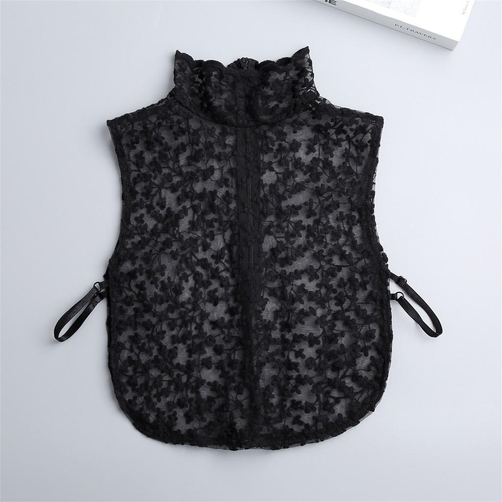 Женская кружевная элегантная водолазка со вставкой, женская съемная полурубашка, блузка с ложным воротником