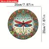 2D плоская 20*20 см 1 шт. красочный узор стрекозы деревянная настенная художественная табличка, круглая с нежным цветочным и насекомым дизайном для дома, гаража, сада и кафе