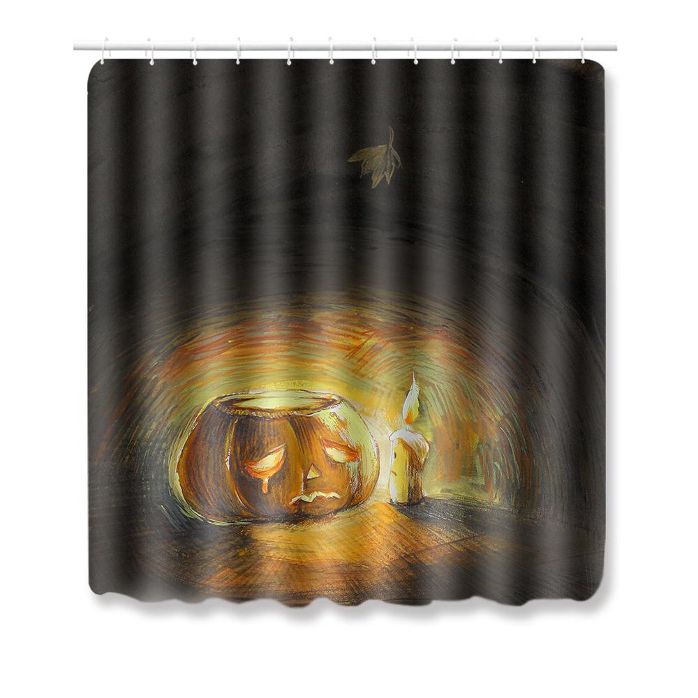 Halloween Shower Curtain Floor Mat Combination Four-Piece Set Kitchen Absorbent Non-Slip Carpet Bedroom Door Mat