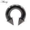 Alisouy 1PC Черный Шип Подкова Носовое Кольцо Stainelss Стальной Конус Большой Калибр Пирсинг Внутренняя Резьбовая Перегородка Ухо Расширитель Пробка
