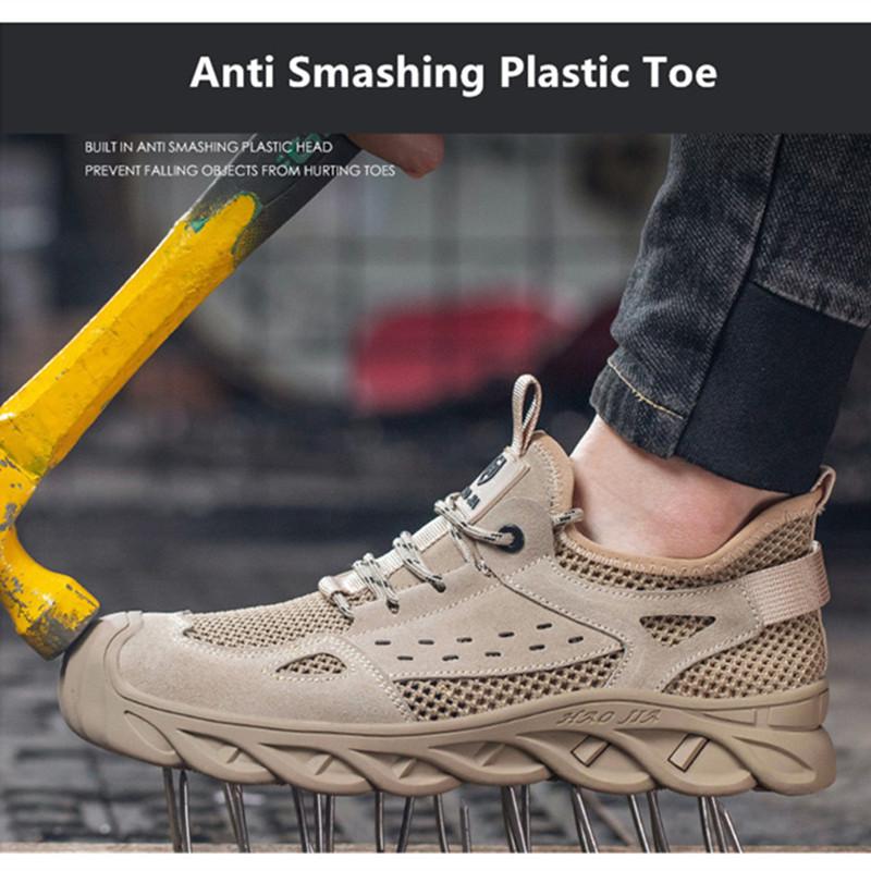 Summer Work Shoes for Men Breathable Safety Shoes Anti-puncture Steel Toe Cap Work Sneakers Working Shoes with Summer Protection