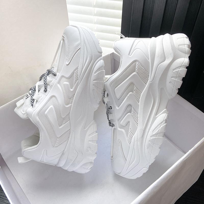 Кроссовки женские весенние женские кроссовки увеличивающие рост бежевые черные осенние массивные туфли обувь для отдыха на шнуровке Zapatillas Mujer