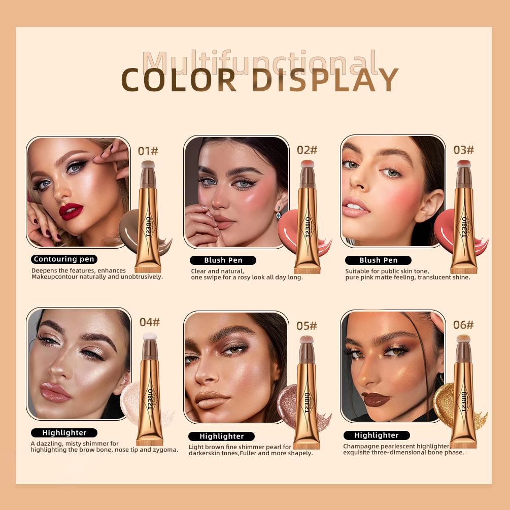 QIBEST 1PCS Liquid Blush Velvet Matte Blusher Face Pigment Lasting Beauty Natural Cream Cheek Tint Orange Peach Blush Makeup 15g