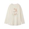 Gelato Pique CAT Long Gelato Pique Roomwear Free Women's One-Point T-Shirt, Pajamas, (OW-Off White, Size)