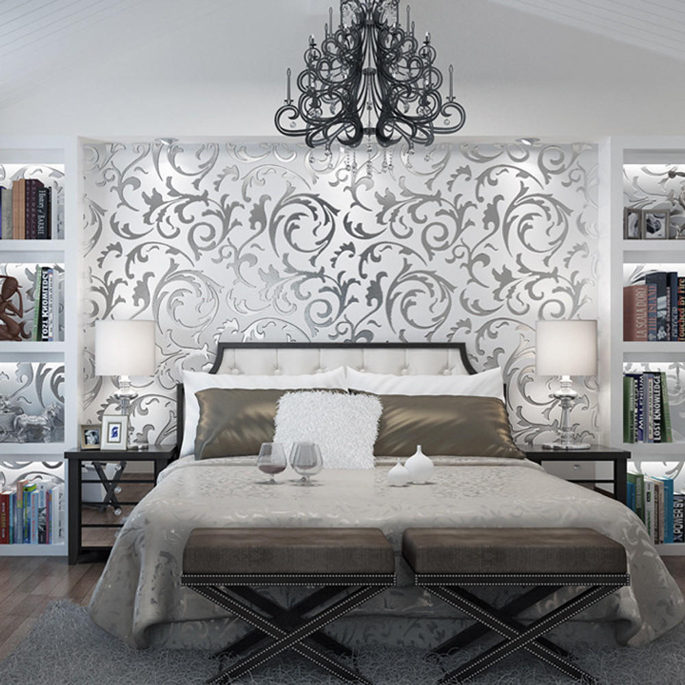 1x 10M Роскошные 3D обои с дамасским тиснением, рулоны, домашний арт-декор