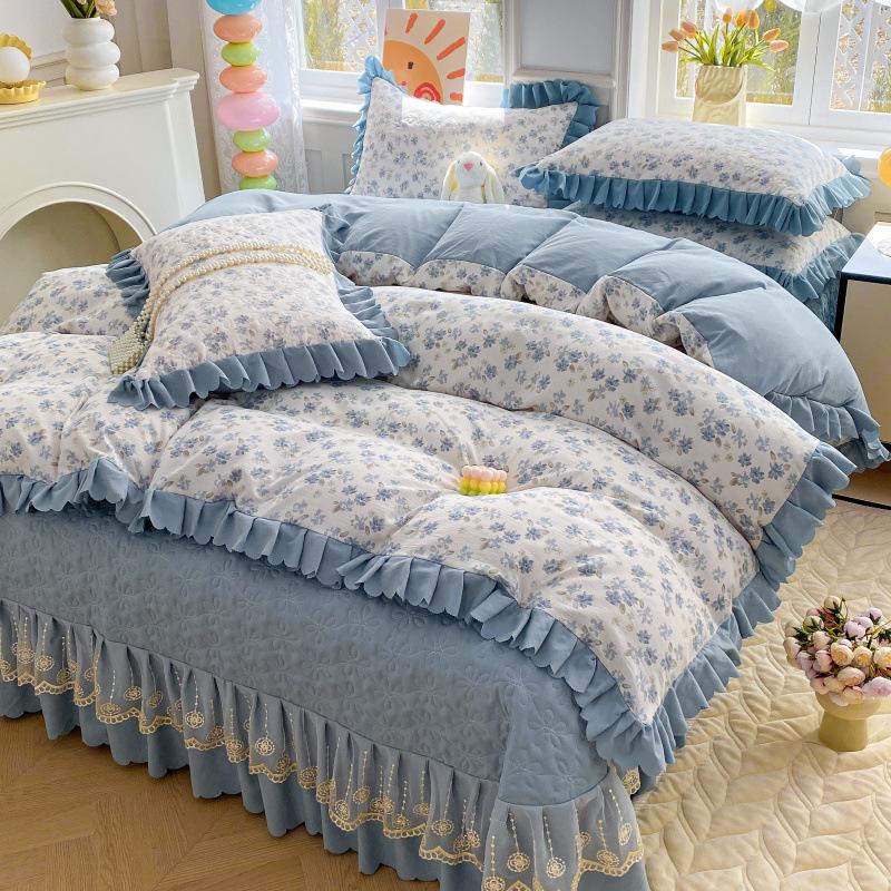 Комплект постельного белья класса А для матери и младенца, 4 предмета, утолщенные стеганые простыни, 3 предмета, комплект маленького жаккардового пододеяльника из бамбукового хлопка, осень, зима