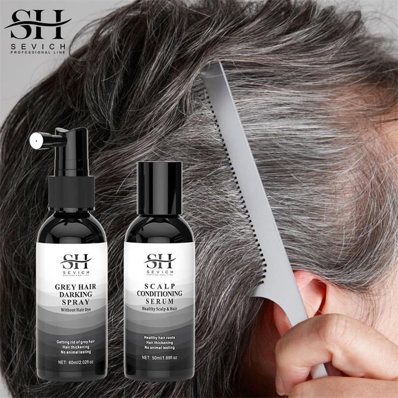 Натурально седые белые волосы обратный спрей имбирь восстанавливающая сыворотка для кожи головы без раздражения краска для волос затемнение для покрытия седых белых волос