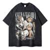 Anime Demon Slayer Shinazugawa Sanemi Print Tee Men Women Casual Loose Tshirts Vintage Washed T Shirt Harajuku Cotton T-shirt