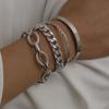 4Pcs Punk Curb Cuban Chain Bracelets Set For Women Miami Boho Thick Gold Color Charm Bracelets Bangles Fashion Jewelry