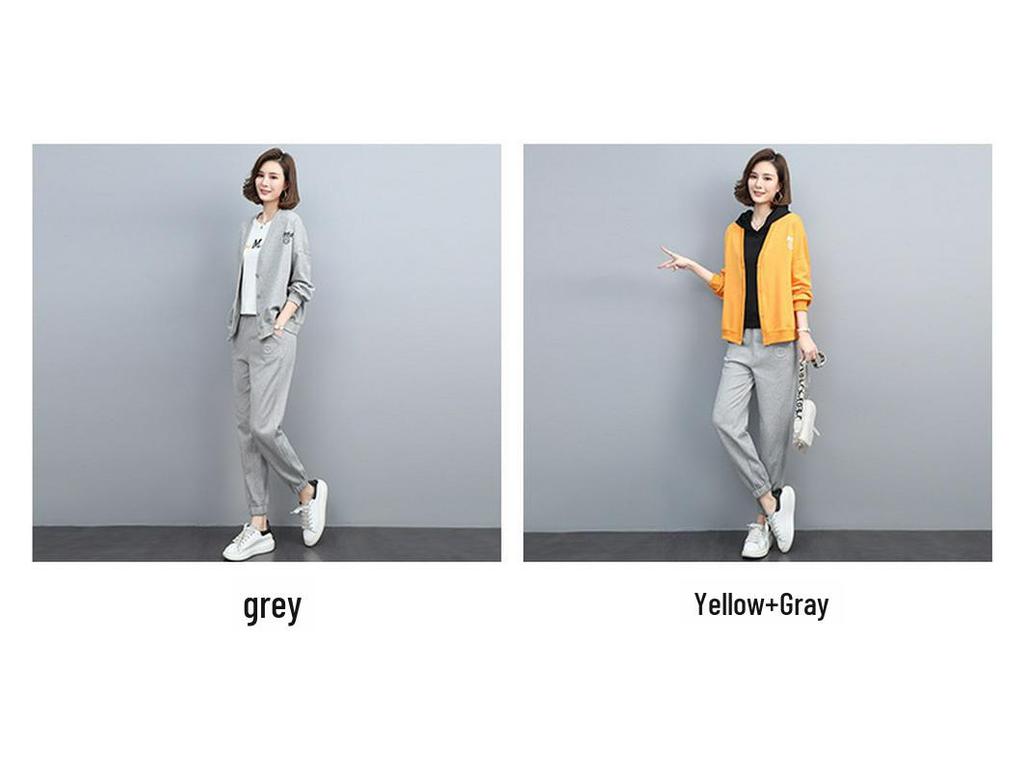 Women's Stylish Spring/Autumn 2024 Age-Reducing Casual Two-Piece Sweater Suit