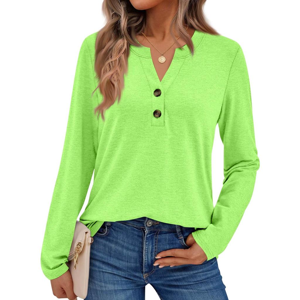 Women's Solid Color Long Sleeve Shirts Elegant Casual Tops Trendy Shirts Tops