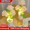 Desktop Lighting Decor Simulated Flower Light Artificial Flowers Table Lamp Gifts for Mom Wife Girlfriend