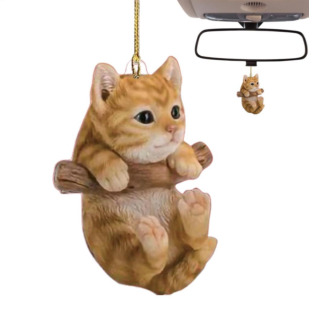 Car Pendant for Rearview Mirror Cute Cat Shape Acrylic Car Rearview Mirror Decoration -