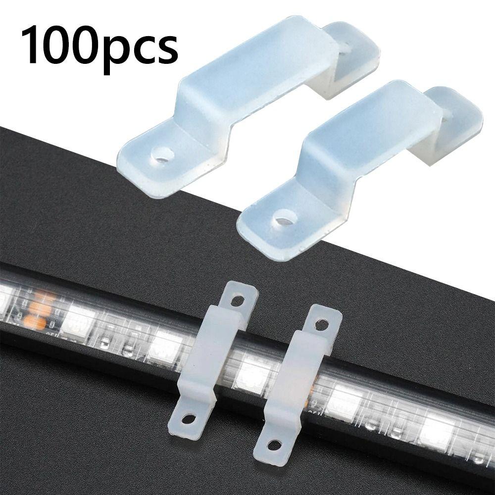 100 шт. Силиконовые фиксирующие клипсы для светодиодной ленты, без затенения, монтажные кронштейны для светодиодной ленты, фиксация светодиодной ленты