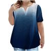 Children's Plus-size T-shirt Gradient Casual Fashion V-neck Short-sleeved Pocket Top