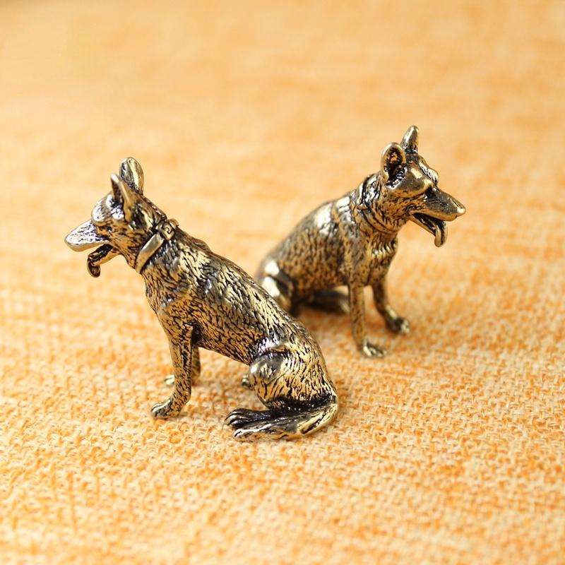 Lucky Brass Fortune Dog украшение дома маленькие украшения маленький щенок бронза китайские настольные мини-статуэтки медный волк чайные домашние животные
