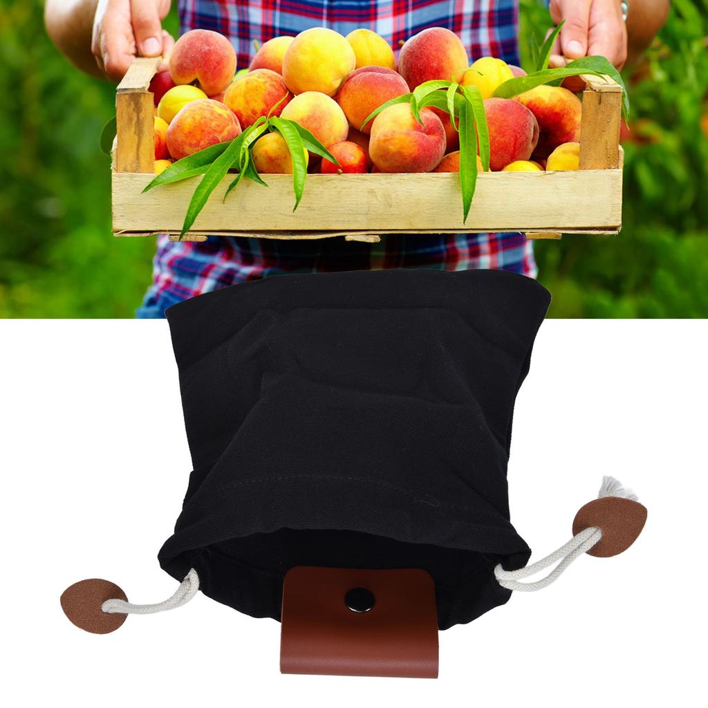 Foraging Pouch PU Leather Fruit Picking Storage Bag Waist Hanging Tool Bag for Outdoor Camping