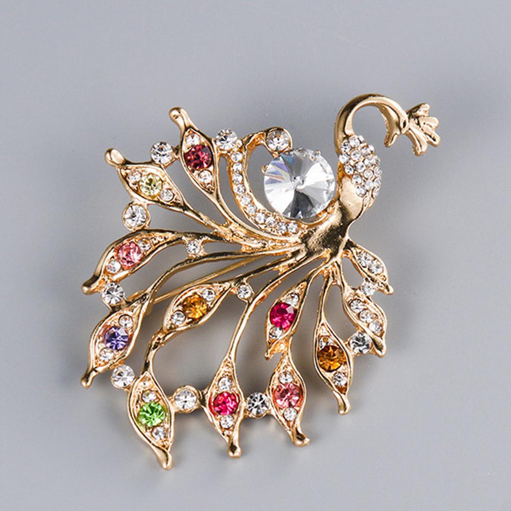 5 Pcs Women Brooch Set Owl Bee Dragonfly Peacock Hummingbird Crystal Brooch Colorful Crystal Brooch for Clothing