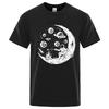 Men's T-shirt High Quality 100% Cotton Funny Astronaut Moon Barbecue Print Casual Loose Cool Men O-neck T-shirt Tee Tops