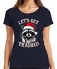 Lets Get Trashed Christmas Raccoon Santa Hat Party Funny Ladies Tshirt