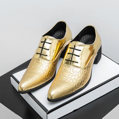 Роскошные лакированные туфли Golden Man, большой размер 46, увеличивающие рост туфли на высоком каблуке, мужские туфли с острым носком, формальные туфли для мужчин