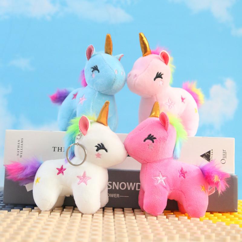 Unicorn Rainbow Pony Keychain Plush Doll Cute Doll Car Metal Keychain Bag Hanging Accessories Promotion Gift Pp Cotton New