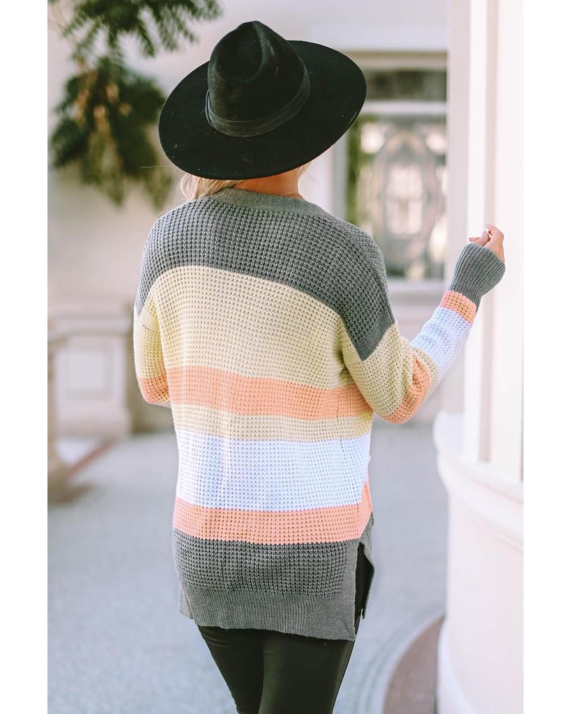 Azura Exchange Многоцветный кардиган с открытой передней частью, в полоску, с цветными блоками и карманами