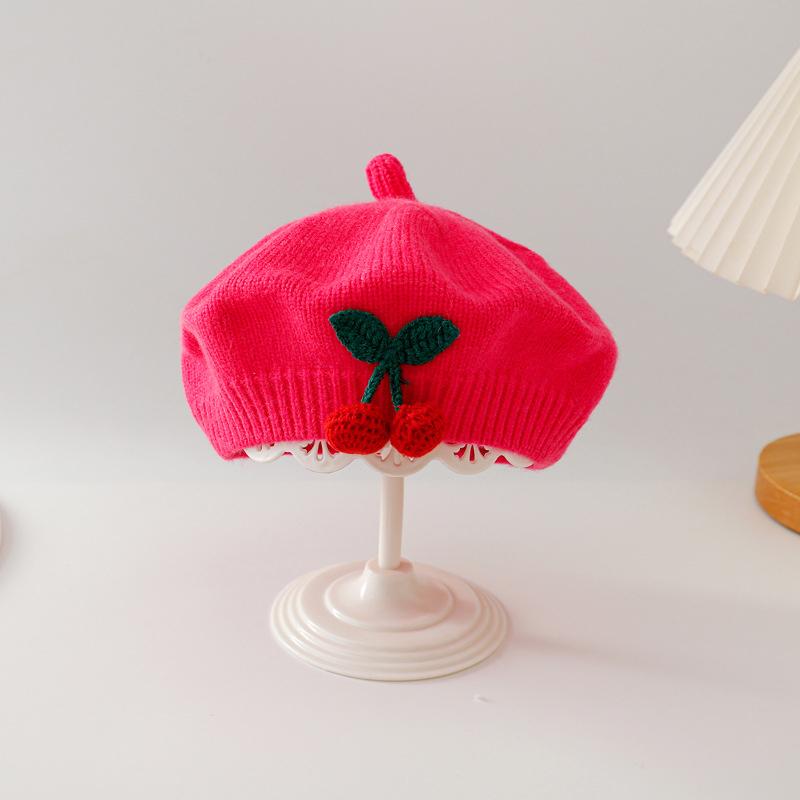 Милый детский вязаный берет вишневого цвета, детская зимняя теплая шапочка для малышей, детские шапочки, модная милая детская ветрозащитная шапка, подарки