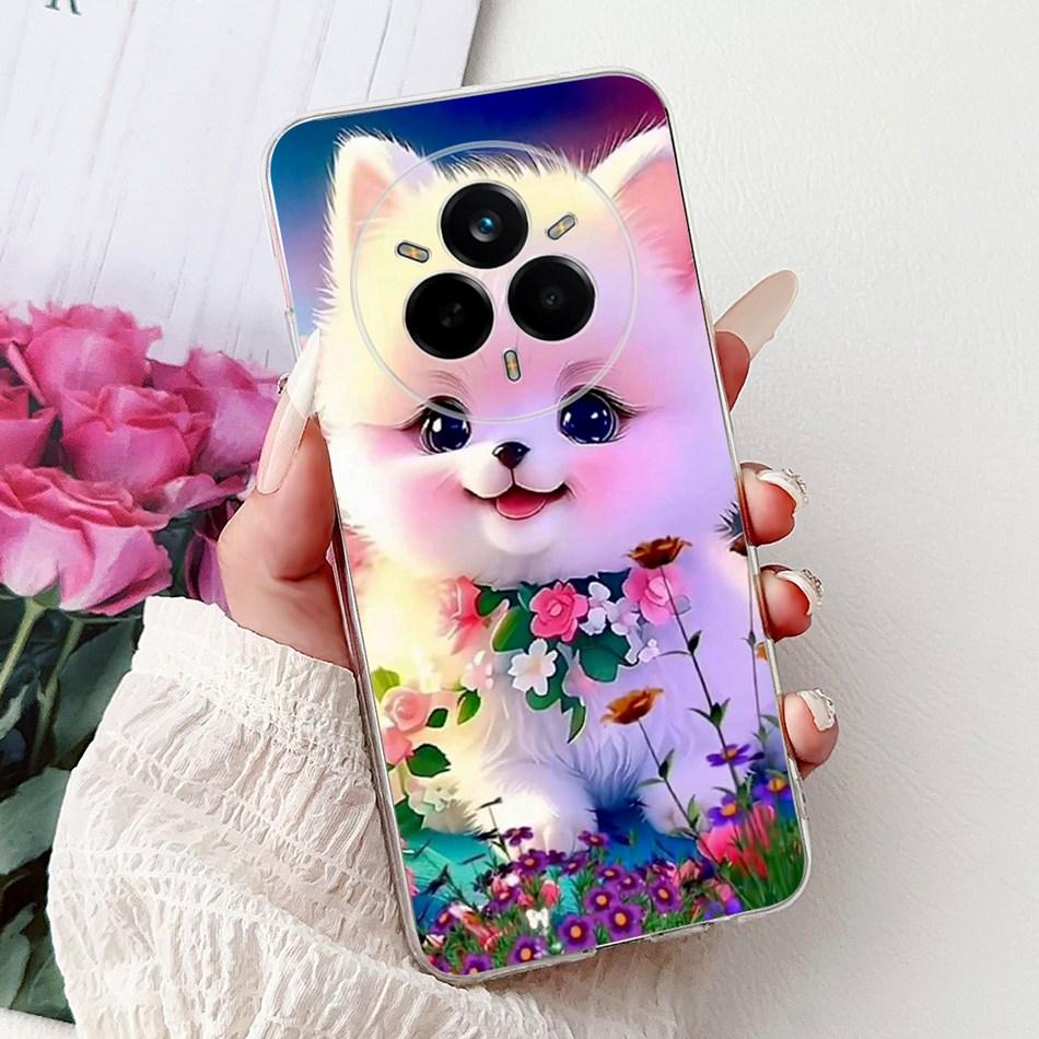 Для Realme 14 Pro 14Pro+ Элегантный чехол для телефона с цветочным принтом и кошкой Для Realme 14 Pro Plus 14Pro 5G Мягкие силиконовые ТПУ чехлы