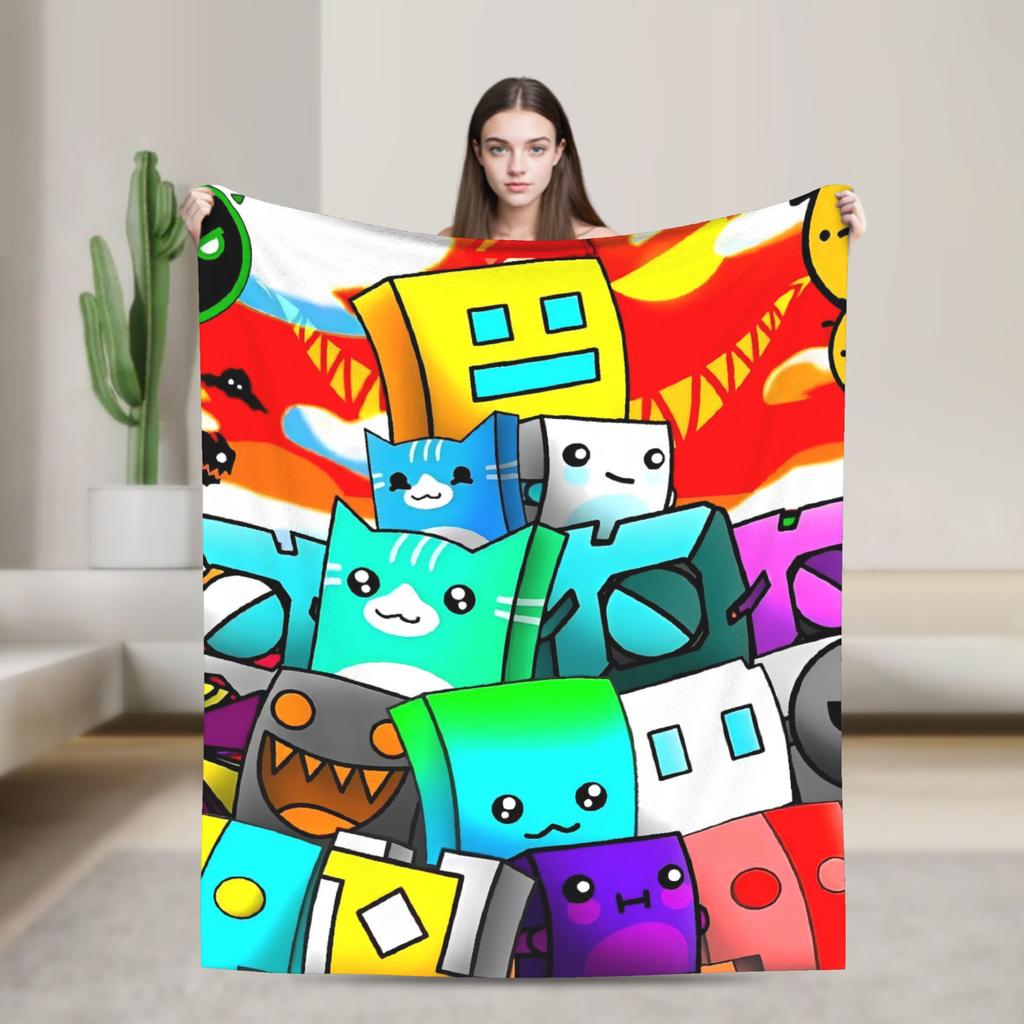 Geometry Gaming Dashed  Warm Blanket  Boy Girl Plush Throw Blanket Funny Living Room Flannel Bedspread Sofa Bed Cover
