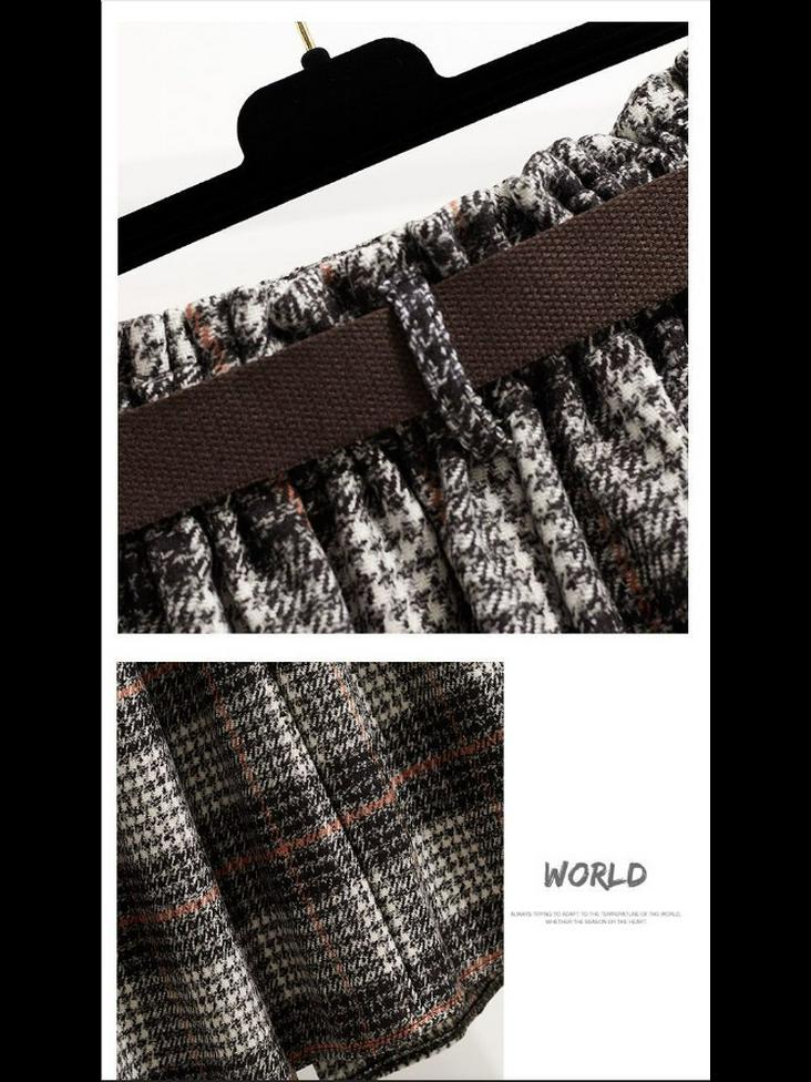 Женская шерстяная клетчатая юбка в стиле ретро с высокой талией — облегающая, средней длины, коллекция осень/зима 2024 г.