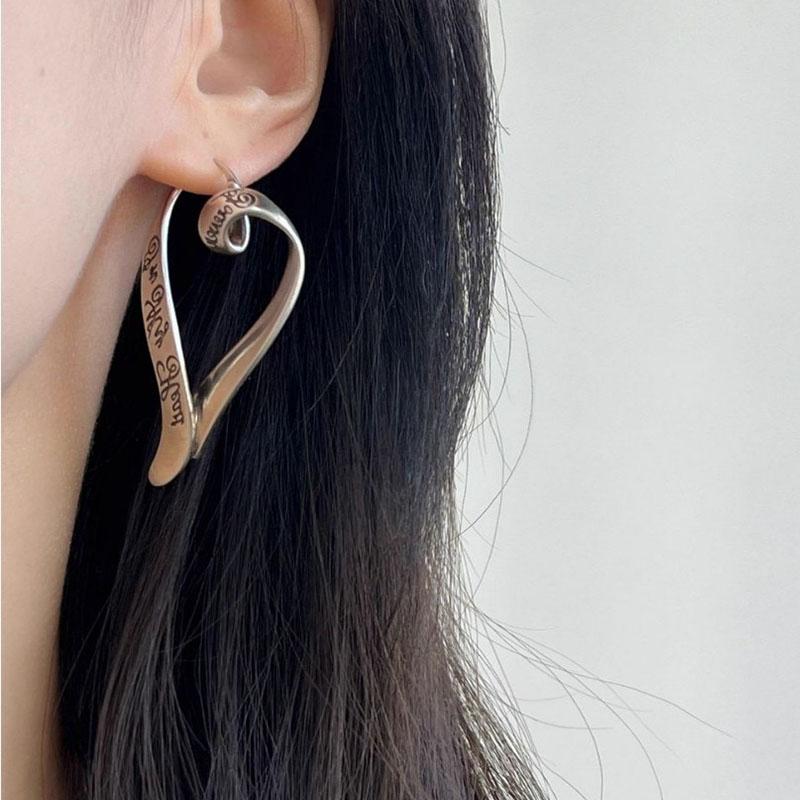 925 Sterling Silver Vintage Earrings For Women Trendy Simple Retro Heart Earring Jewelry Prevent Allergy Party Accessories Gift