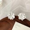 White Flower Stud Earrings for Women Folded Acrylic Side Charming Sweet Floral Girls Earrings Japanese Style Ear Jewelry 2023