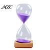 Small Tabletop Art Decoration 5 Minutes Glass Hourglass Timer with Wooden Base, Modern Decorative Sand Timer, Elegant Home Office Decor Drop