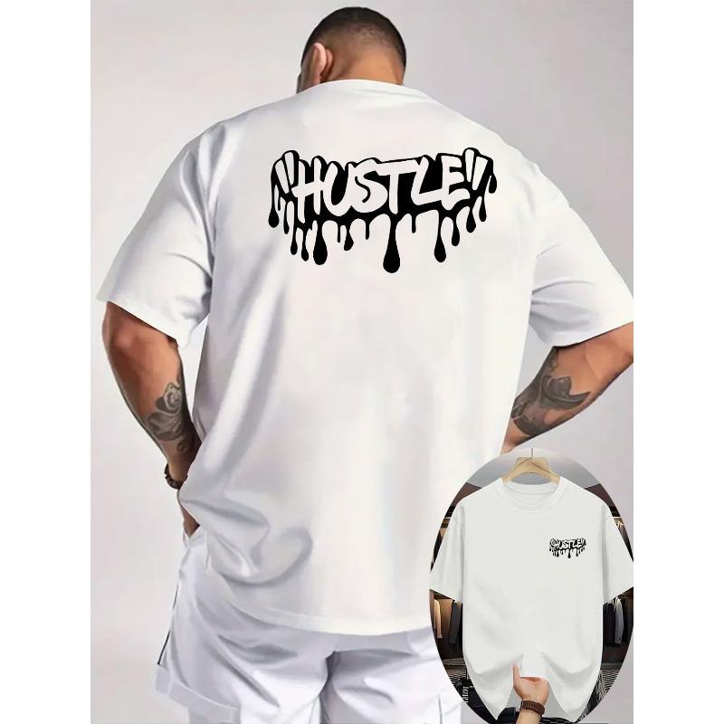 Мужская белая футболка HUSTLE Drip Graphic | Повседневная с коротким рукавом, Дышащая летняя футболка, Модная