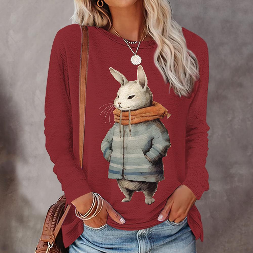 Осенние/зимние футболки с длинным рукавом для женщин с забавным принтом животных, женские кавайные свитера с круглым вырезом, женская одежда, модные топы, новые