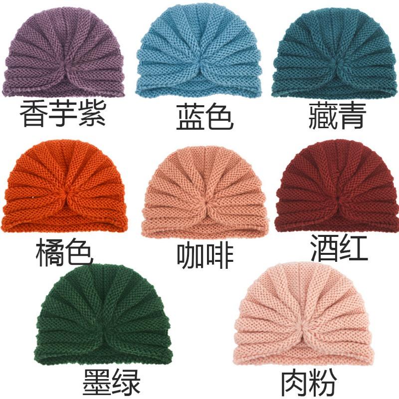 New baby fetal hat, baby autumn and winter warm knitted hat, children's wool hat turban hat
