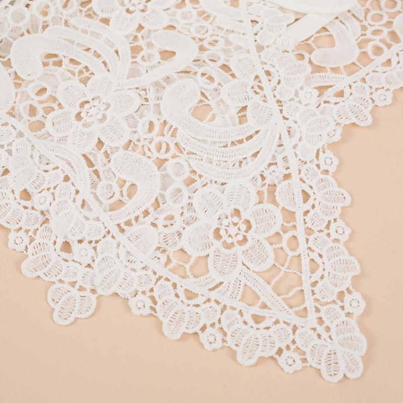 Women Hollow Out Paisely Floral Lace Fake Collar Triangular Shawl Large Shoulder Wrap Necklace Lace-Up Short DropShipping