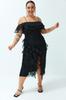 Women's Style Plus Size Black Polka Dot Maxi Woven Dress