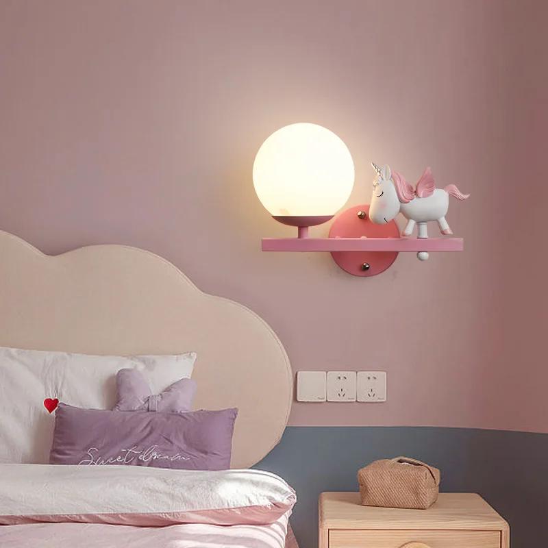 Resin Girls Rabbit Wall Light Glass Ball Led Wall Lamp Nordic Creative Living Room Bedroom Study Home Decor Cartoon Night Light