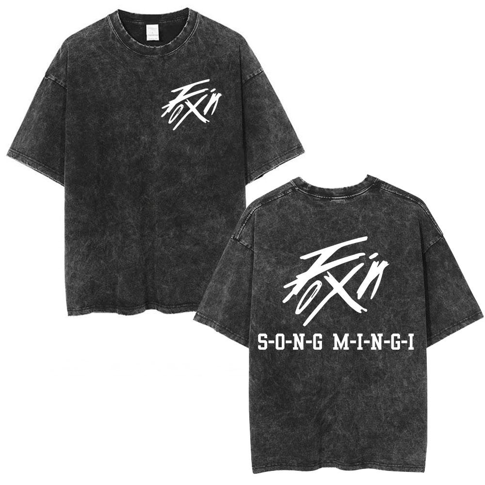 Ateez 2026 World Tour in Your Fantasy Tour Cherry Vintage Washed T Shirt Korean Kpop Fashion T-shirt Men's Women Cotton T-shirts