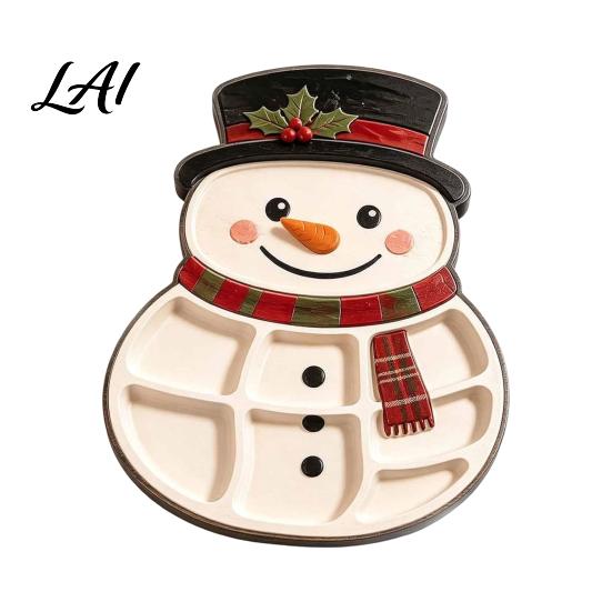 Snack Container for Dormitories Christmas Serving Tray Divided Holiday Appetizer Platter Cute Snowman/Tree/Penguin/Cow Shaped Party Supplies