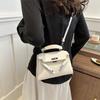 Fashionable Casual 2024 New Spring Retro Solid Color Lock Closure Minimalist Shoulder Tote Bag