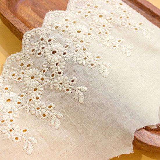 1Y(91CM) Flower Hollow 14CM Wide Cotton Cloth Lace Trim Fabric Clothes Accessories Cuffs Skirt Hem