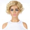Женские синтетические пушистые парики с боковой челкой, женские короткие вьющиеся золотистые светлые волосы с эффектом омбре, парики из высокотемпературного волокна