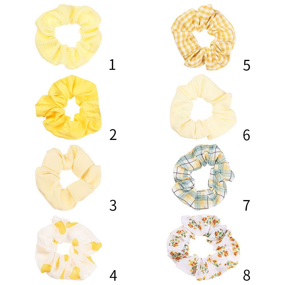 Стиль Цветок Аксессуары для волос Клетчатый принт Желтые резинки Резинки для волос Веревка для волос Головной убор для девочек