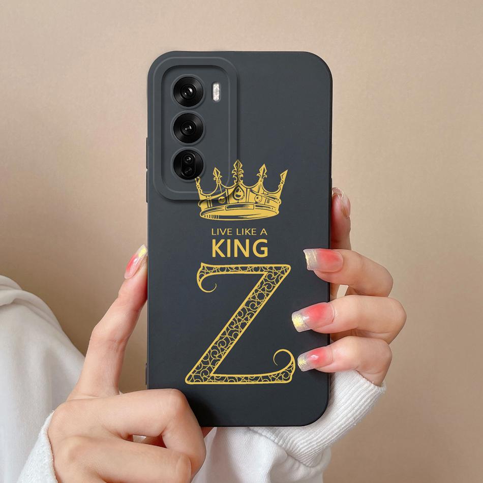 Парный чехол для Oppo Reno 12 Pro 5G Чехол Корона Буква Высококачественный Мягкий Жидкий Силикон Защитный Чехол для Oppo Reno12 Fundas