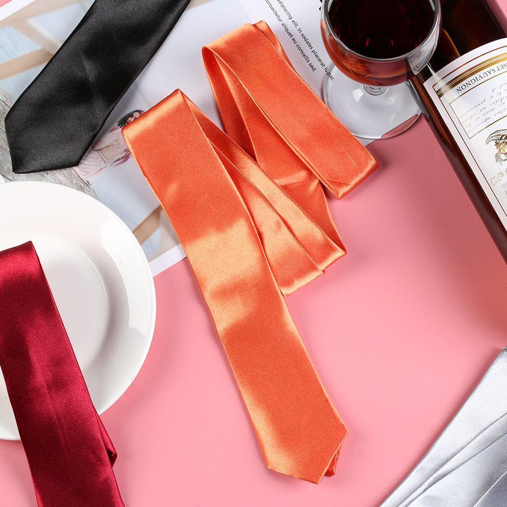 Slim Skinny Neck Plain Tie wedding Silk Necktie
