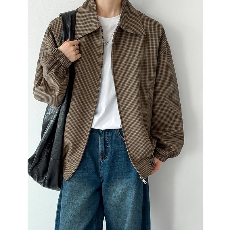 Оранжевое укороченное пальто Zhi в стиле ретро с лацканами в гусиную лапку - Универсальный осенний стиль